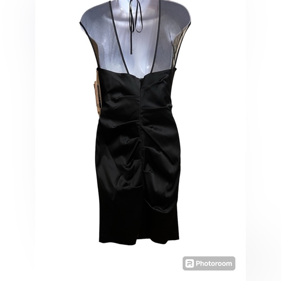 Nicole Miller black satin ruched cocktail dress Size 8 - Picture 2 of 9